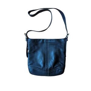 Y2K Coach Black Leather Shoulder Bag F0782-F10938 Contrast Stitching